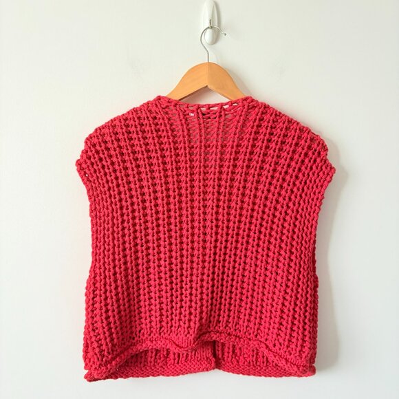 Zara Sleeveless Cropped Knit Sweater Vest Red Blogger Fav Size Small - Picture 7 of 10